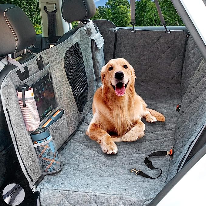 Dog seat cover with side clearance flaps