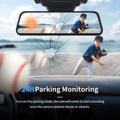 4K Mirror Dash Cam | 12'' Rear View Mirror Camera for Car,Dual Dash Cameras Front and Rear,Super Night Vision,Parking Monitoring,Reversing Assistance, 32 GB TF Card