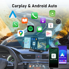 Adinkam V30S 10.26" Portable CarPlay & Android Auto Dash Cam | 4K Front + 1080p Rear Camera | FM, Split Screen Mode | 32GB TF Card Included