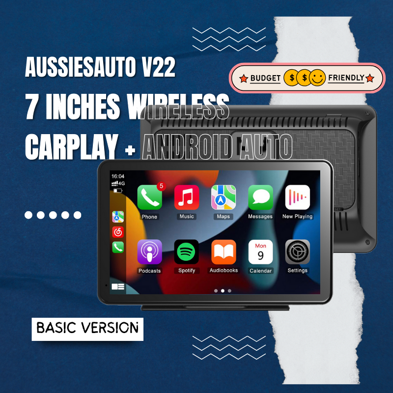 Adinkam V22 7-Inch Portable CarPlay & Android Auto | Smart Touch Screen, Wireless Connectivity, Bluetooth, FM, AUX | Universal Car Multimedia Player