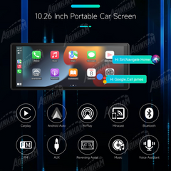 Adinkam V20 10.26" Portable CarPlay & Android Auto Navigation System | Ultra-Smooth HD Screen | 5GHz WiFi, Bluetooth, FM | Intelligent Voice Assistant