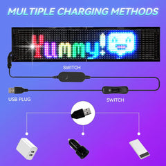 Customizable LED Car Sign: 15''x4'' Programmable, Pre-made Animations & Text, Bluetooth APP Control, Flexible LED Matrix Panel, Graffiti Scrolling, Ideal for Cars, Stores, and Holidays