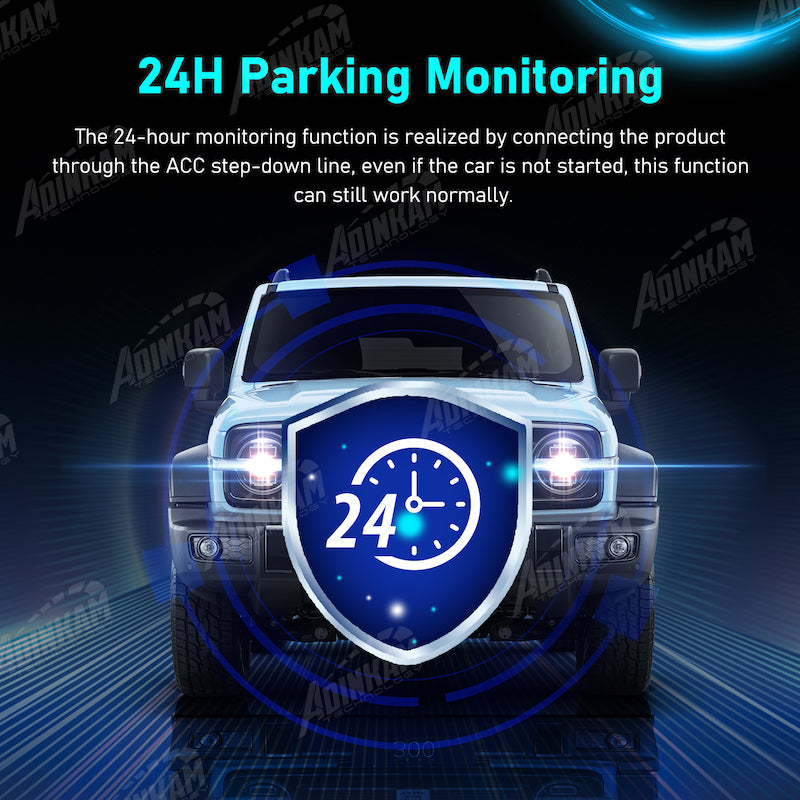 Adinkam V30S 10.26" Portable CarPlay & Android Auto Dash Cam | 4K Front + 1080p Rear Camera | FM, Split Screen Mode | 32GB TF Card Included