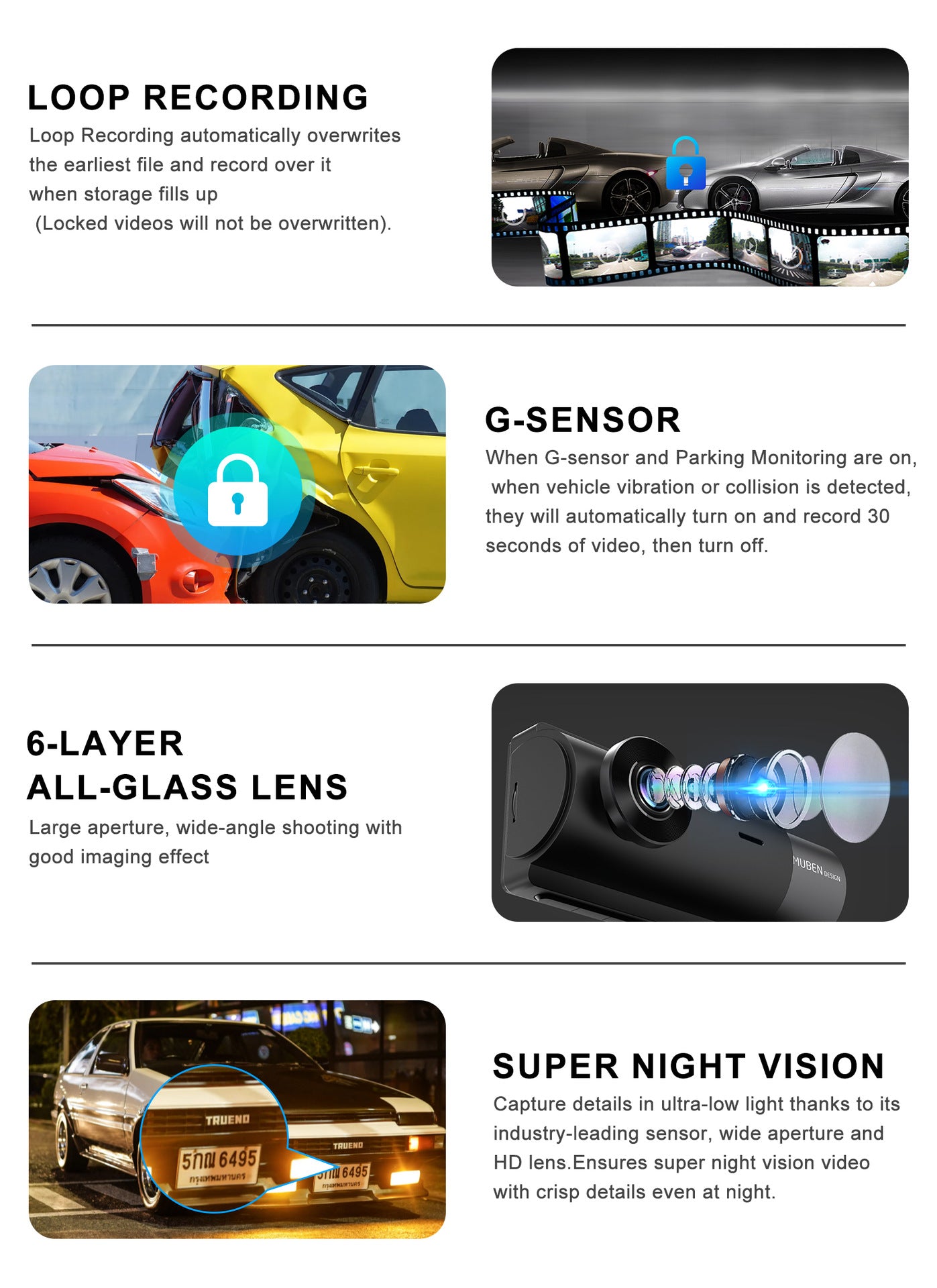 Adinkam HD Night Vision Dash Cam D207s | Front and Rear Interior Dual Recording, 1080p Full View | 3 Inches, 170° Interior Lens