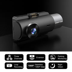 Adinkam HD Night Vision Dash Cam D207s | Front and Rear Interior Dual Recording, 1080p Full View | 3 Inches, 170° Interior Lens