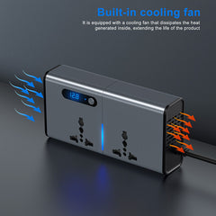 Premium 200W Car Power Inverter | DC 12/24V to 230V AC | 3 USB 1 Type-C Ports | Charger Adapter with Switch & LED Screen | Ideal for Car, SUV, Truck | Sleek Silver Grey Design