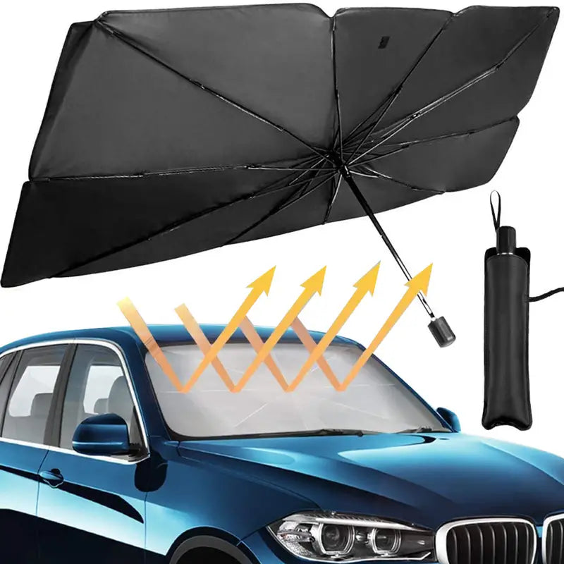 Car Sun Umbrella | Portable Foldable Car Windshield Sunshade Sun Umbrella For Cars, Ships, Outdoor Photography Universal Interior Protector Accessories