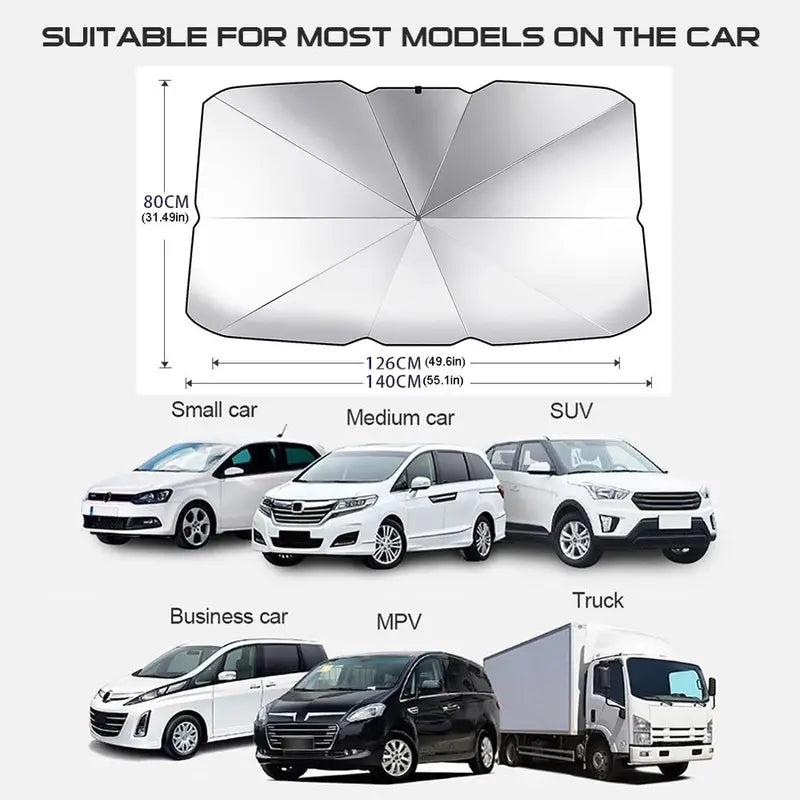 Car Sun Umbrella | Portable Foldable Car Windshield Sunshade Sun Umbrella For Cars, Ships, Outdoor Photography Universal Interior Protector Accessories