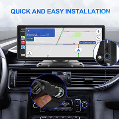 PanoraCirqi 10-Inch Portable Wireless CarPlay & Android Auto | HD Touchscreen, GPS, FM, Navigation & Camera Support